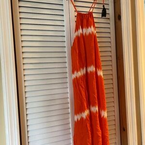 Orange tie dye swim cover up